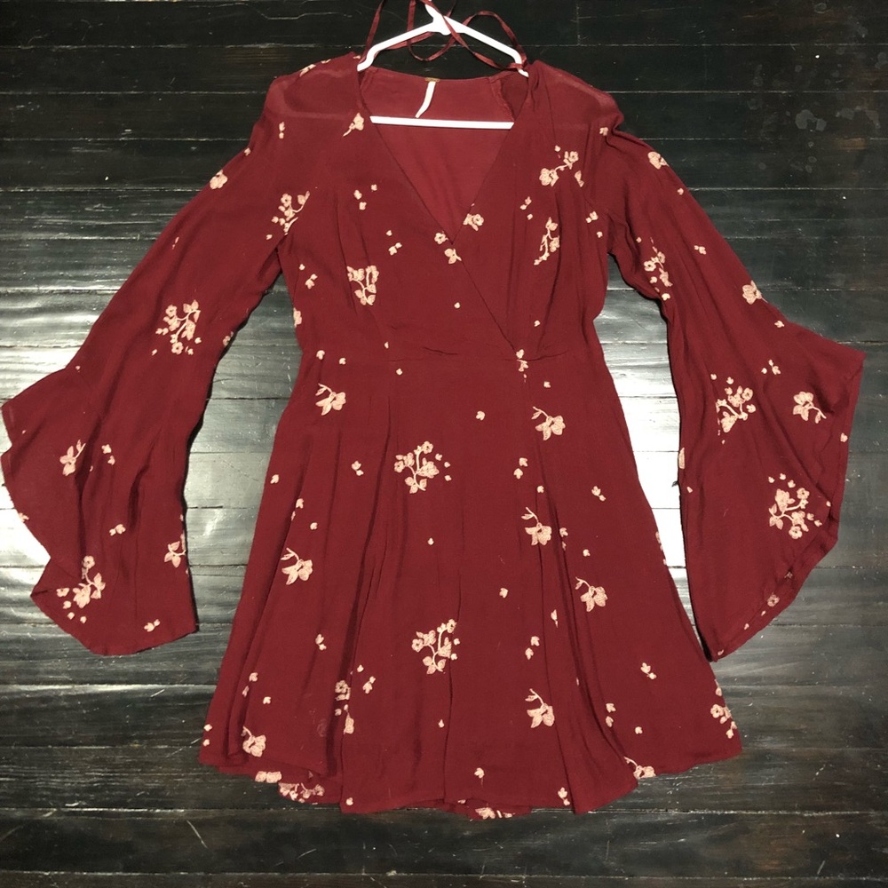 Free People boho long sleeve mini dress